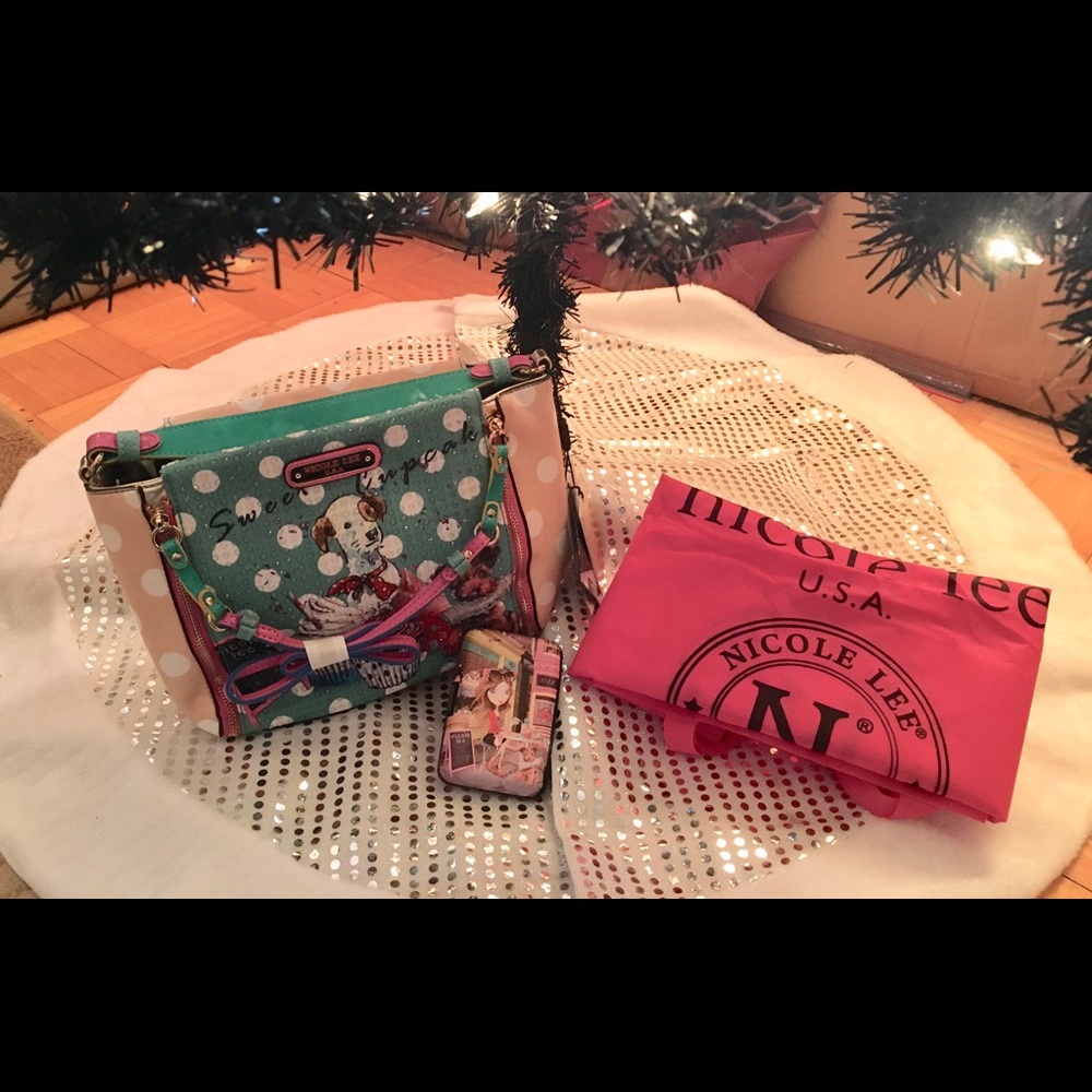 NICOLE LEE Cupcake Dog Print Mini Handbag- NWT